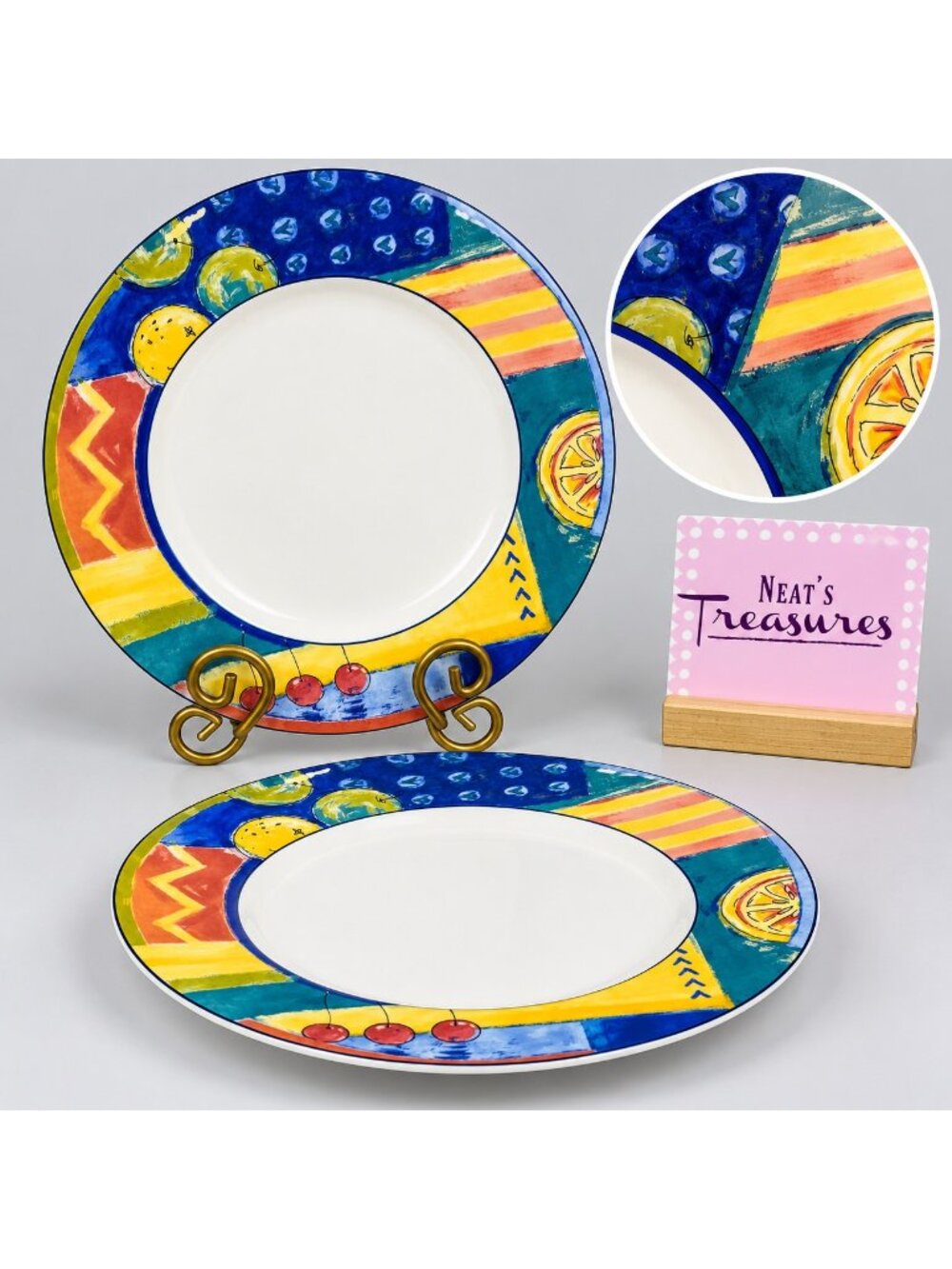 Mikasa HK 246 FORECAST Citrus Strong Chip Resistance China Dinner Plates Set 2